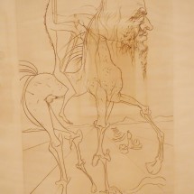 Sketch of Salvador Dali in the museum, painted 1973